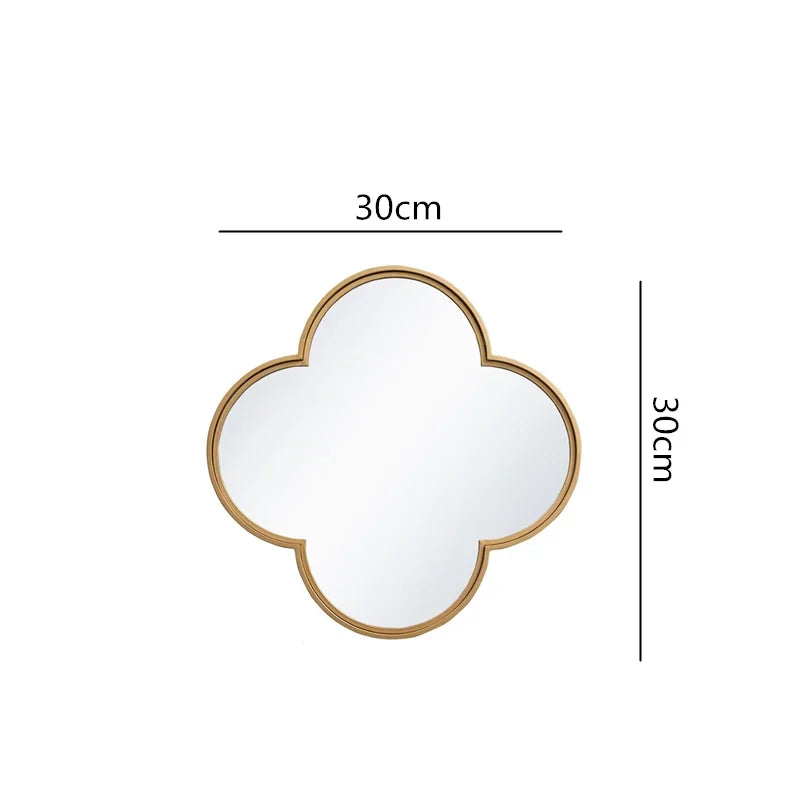 DecorBites™ Golden Border Geometric Plum Flower Mirror Wall Decoration