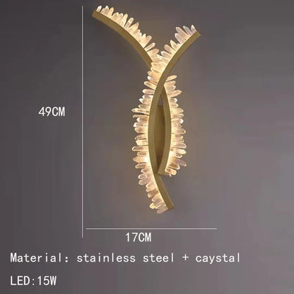 DecorBites™ Crystal Gold Metal Wall Light: Luxury Stainless Steel Sconce for Home Decor