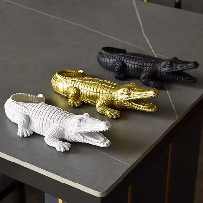 DecorBites™ Crocodile Wildlife Sculpture Statue Decor for Home Interiors & Desk Display