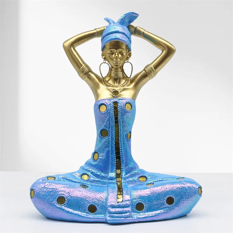 Gold Tribal Resin Statue