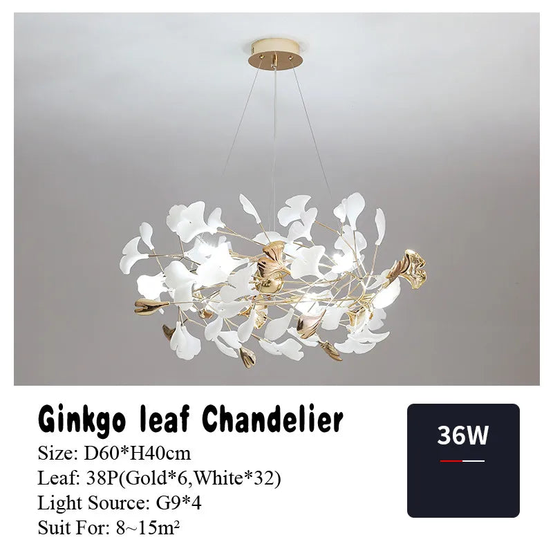 DecorBites™ Gold Branches Chandeliers with Porcelain Leaves Pendant Light - Luxury Living Room Decor