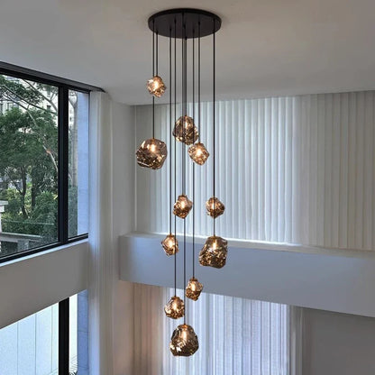 Modern Ring Pendant Chandelier in Iron, Acrylic, Glass