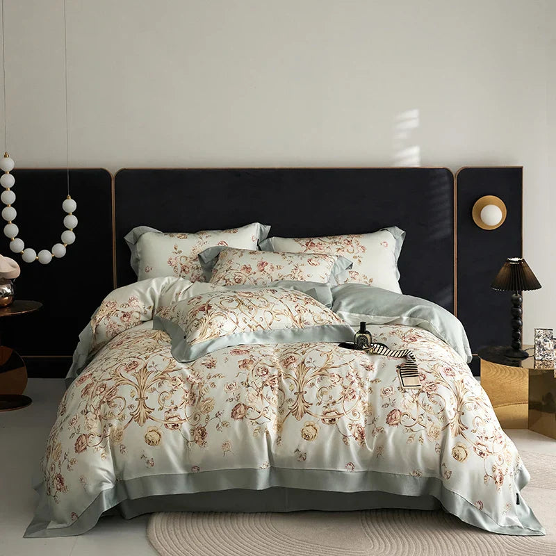 DecorBites™ Eucalyptus Fiber Bedding Set: Duvet Cover, Bed Sheet, Fitted Sheet, Pillowcases