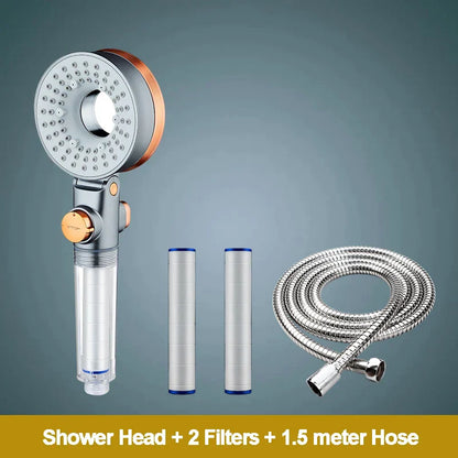 DecorBites™ Dual-Sided Shower Head 3 Jettings Water Saving Filtration Round Rainfall