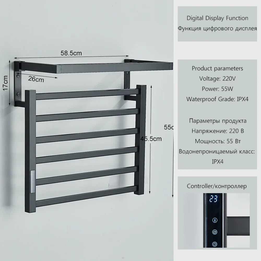 DecorBites™ Electric Towel Rack with Digital Display and Thermostatic Settings