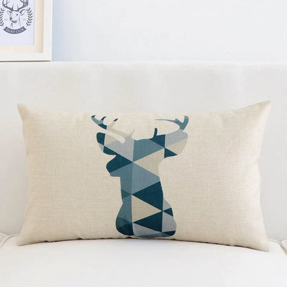 DecorBites™ Geometric Elk Design Linen Lumbar Pillow Cover 30X50cm Modern Nordic Home Decor