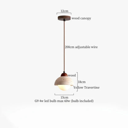 DecorBites™ Iron Yellow Travertine LED Pendant Light for Bedside Dining Living Room
