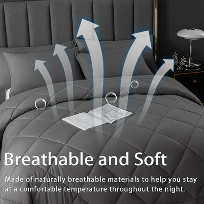 DecorBites™ Cozy Quilt Set: Soft & Breathable Queen/King Size Comforter with Duvet & Pillowcase