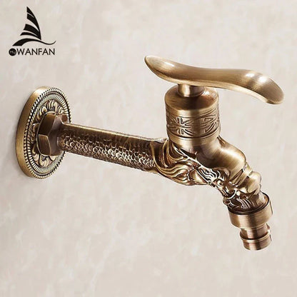 DecorBites™ Dragon Carved Antique Bronze Mop Faucet for Bathroom and Garden