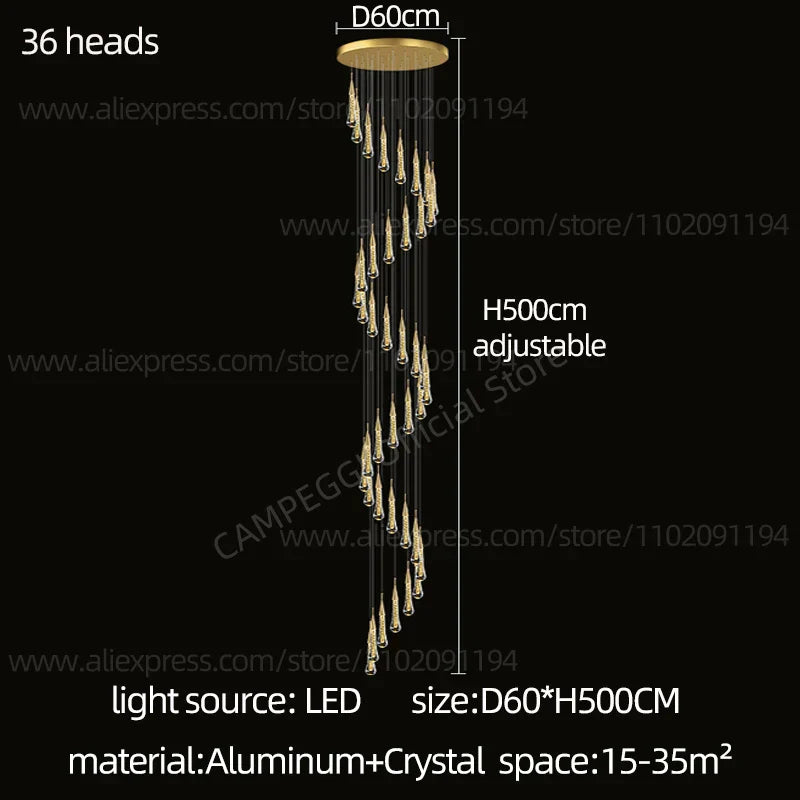DecorBites™ Crystal LED Pendant Chandelier for Modern Luxury Living Room