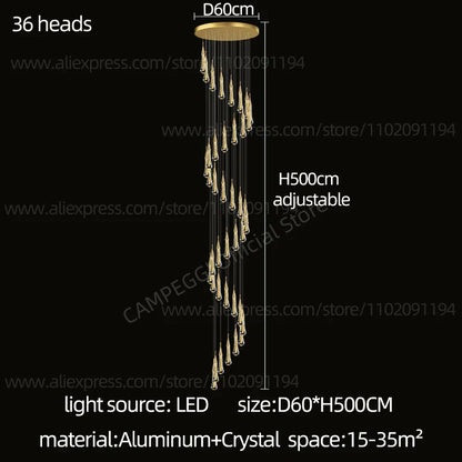 DecorBites™ Crystal LED Pendant Chandelier for Modern Luxury Living Room