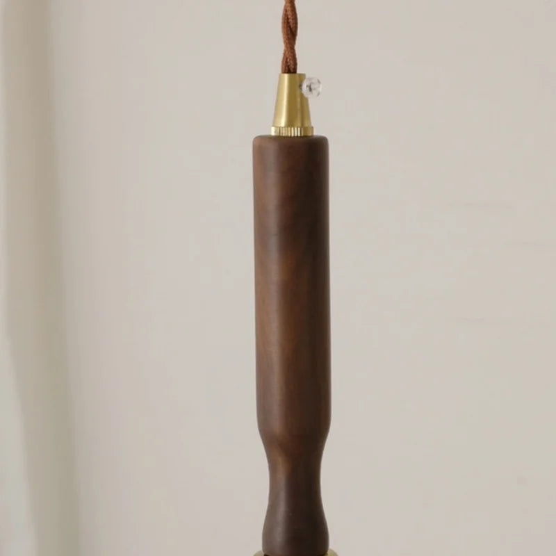 Amber Glass Pendant Light Walnut Accent Bar Style