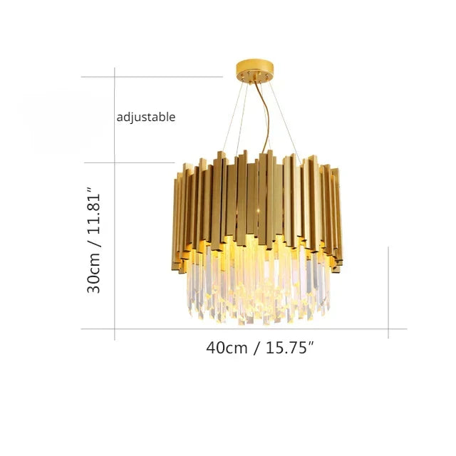 Golden Crystal LED Chandelier 72cm Hanging