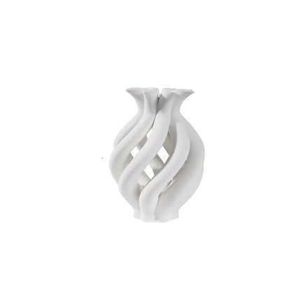 DecorBites™ Geometric Ceramic Spiral Vase Set for Home Decor and Floral Arrangement