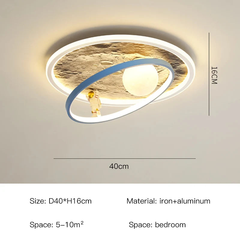 DecorBites™ Kids Moon Astronaut LED Ceiling Light for Eye Care in Blue Pink Carton Theme