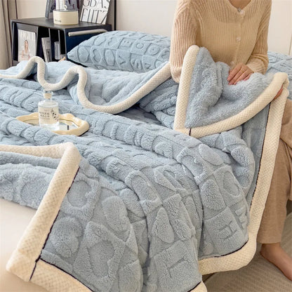 DecorBites™ Cozy Jacquard Taffeta & Flannel Nap Blanket - Warm, Thick Comforter for Bedroom