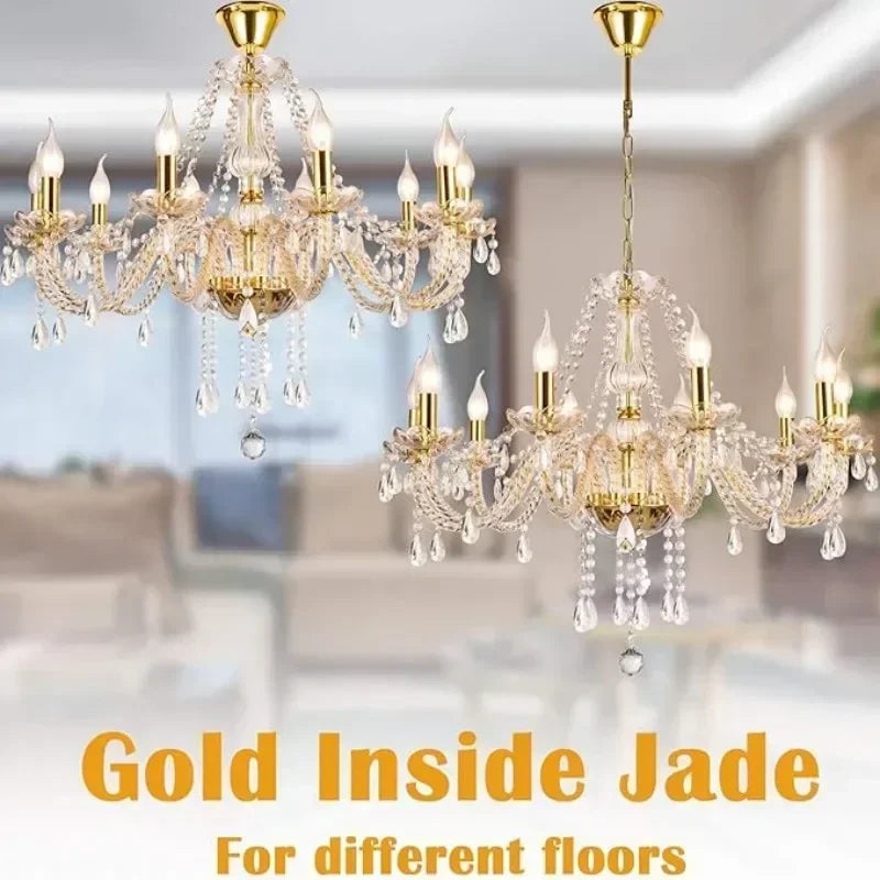 DecorBites™ Crystal Candelabra Pendant Chandelier, Elegant Lighting Fixture for Bedroom, Dining & Living Room