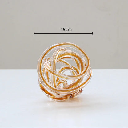 DecorBites™ Geometric Wound Glass Twine Sphere Ornament - Handmade Home Decor Accessory