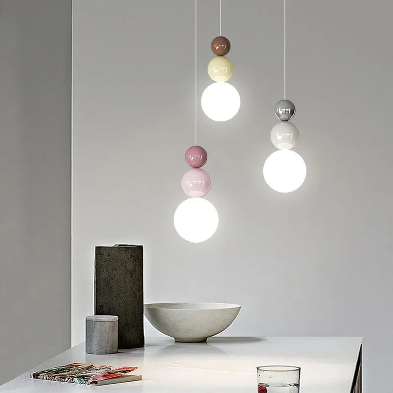 DecorBites™ Cream Nordic LED Pendant Light: Modern Hanging Lamp for Stylish Indoor Room Decor