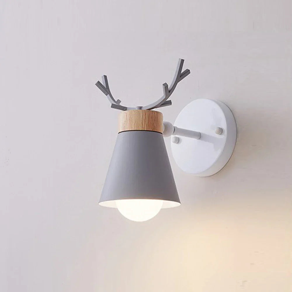Wooden Antlers Wall Lamp