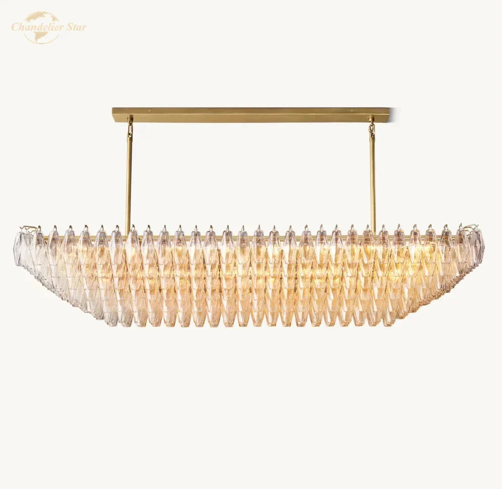 DecorBites™ Clear Glass Tiered Rectangle Chandelier Pendant Light