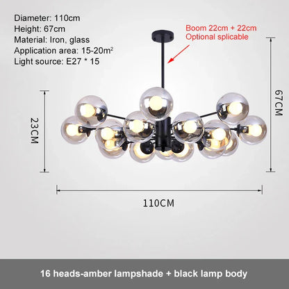 DecorBites™ Glass Ball LED Chandelier for Bedroom Dining Room - Elegant Ceiling Pendant Lamp