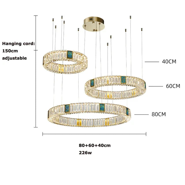 DecorBites™ Golden LED Ring Chandelier for Modern Luxury Living and Dining Spaces