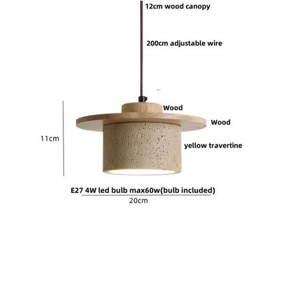DecorBites™ Glass Ball LED Pendant Lamp for Coffee Living Dining Room with Natural Wood and Stone