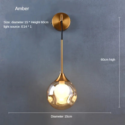 DecorBites™ Glass Ball Gold Wall Lamp Modern Sconce Nordic Light Fixture for Living Bedroom