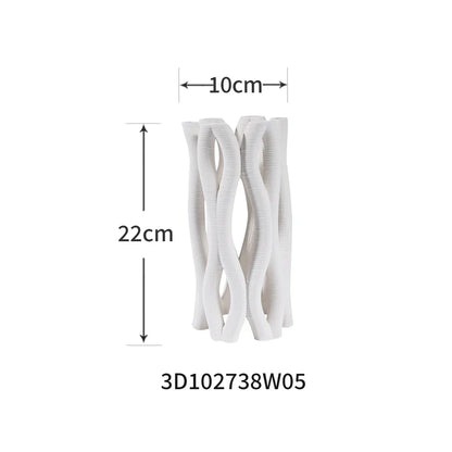 DecorBites™ Geometric Ceramic Hollow Vases Spiral Pipe Floral Arrangement Home Decor Figurines