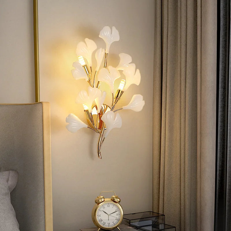 Gold Leaf Ceramic Wall Sconce