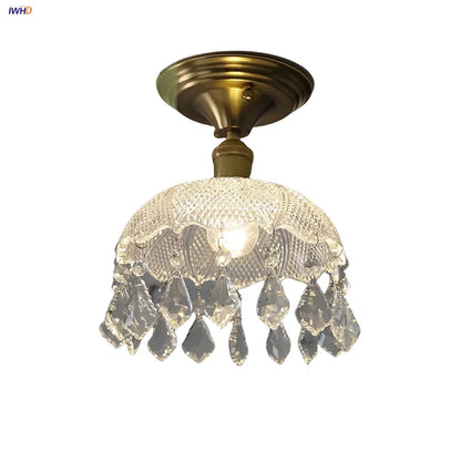 DecorBites™ Glass Grid LED Ceiling Lamp: Luxury Crystal Nordic Copper Ceiling Lights