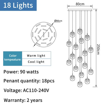 DecorBites™ Gold Crystal Staircase Chandelier: Luxury Indoor Lighting for Dining Room & Hallway