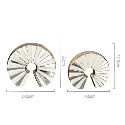 DecorBites™ Geometric Ceramic Fan Ornament Sculpture for Home Decor