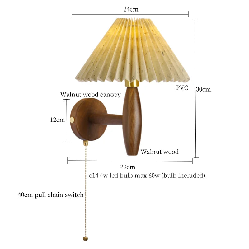 DecorBites™ Cream PVC LED Wall Lamps Japanese Walnut Wood Applique Murale