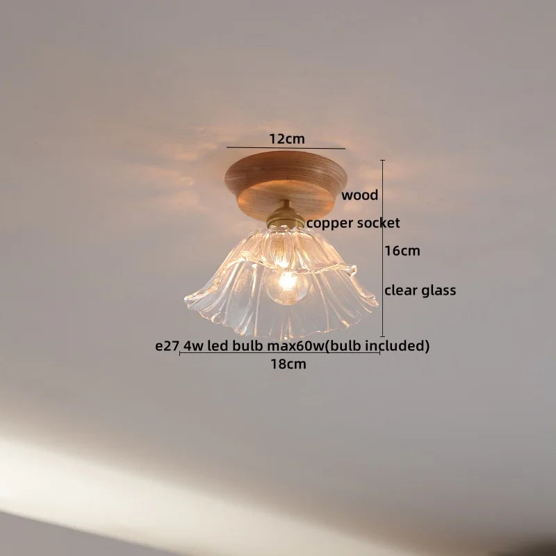 DecorBites™ Glass Wood LED Ceiling Light Modern Ceiling Lamp