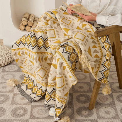 DecorBites™ Ethnic Bohemian Blanket - Soft and Warm Wrap for Spring Picnics, Camping, and Home Decor