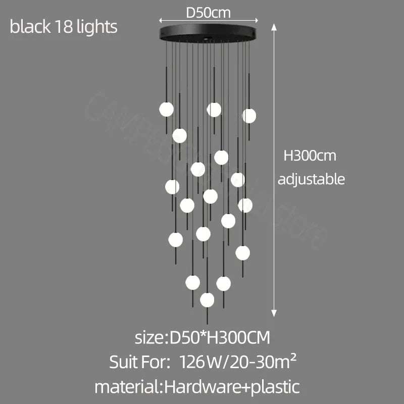 DecorBites™ Creative LED Chandeliers: Luxurious Design for Living Rooms, Large Lighting Fixtures for Staircases