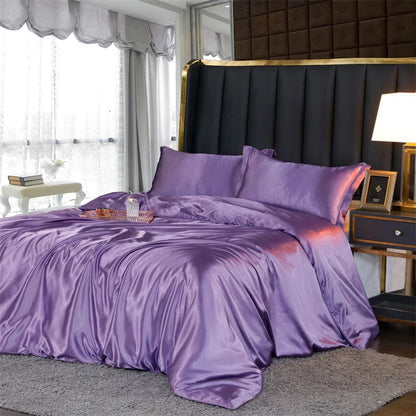 DecorBites™ King Size Silk-Blend Duvet Cover Set with Pillowcases