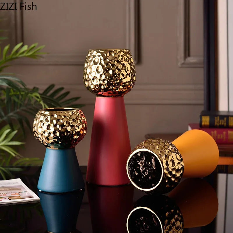 Gold Hammer Ceramic Vase