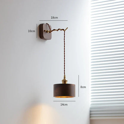DecorBites™ LED Wall Sconce Modern Japan Style Ceramic Lampshade Wooden Base Light