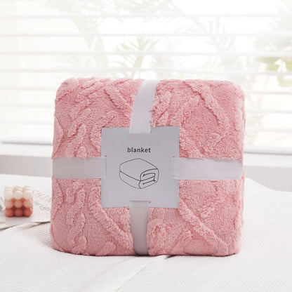 DecorBites™ Cozy Jacquard Plush Blanket: Soft Winter Sofa Throw, Office Travel Nap Shawl