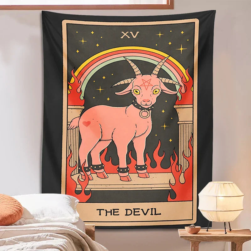 DecorBites™ Devil Tarot Goat Wall Hanging Tapestry - Home Decor Hippie Dorm Room