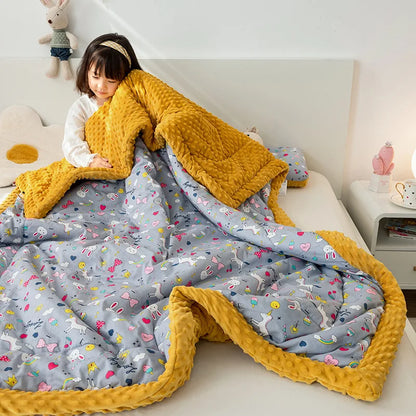 DecorBites™ Cotton Floral Double Quilt | Retro Soothe Doudou Bedding Blanket