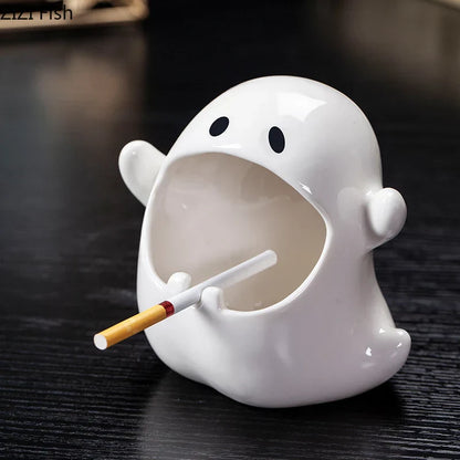 DecorBites™ Ghost Genie Halloween Dolls Porcelain Ashtray Cigar Ceramic Desk Decorations
