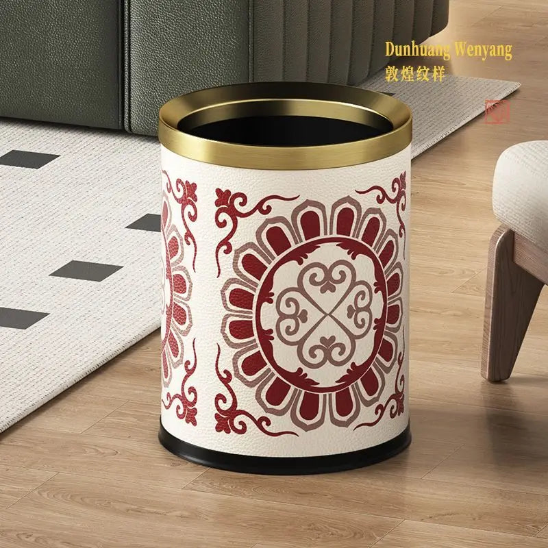 Leather Metal Trash Bin