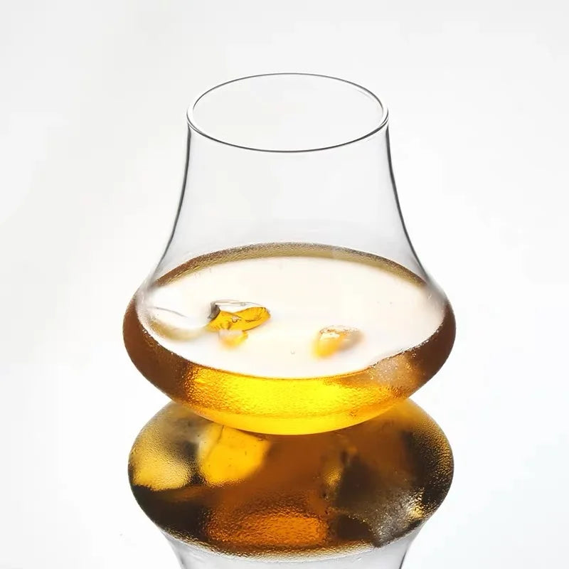 DecorBites™ Crystal Whiskey Glass Tumbler | Wind Edge Shape Spirits Cup | Thick Bottom Glass