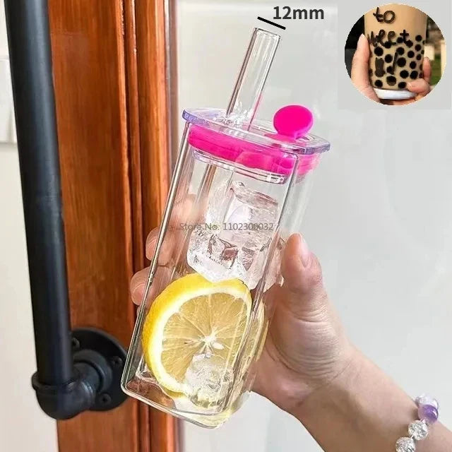 Glass Lid Straw Cup