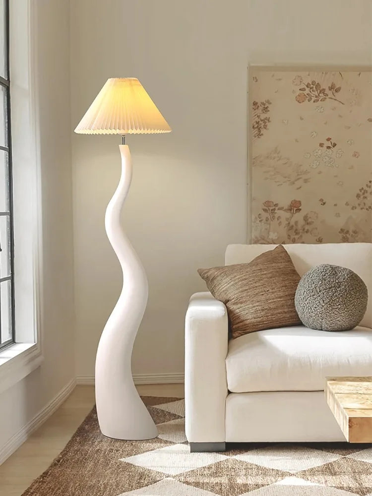 DecorBites™ Cream Resin Floor Lamp LED E27 for Stylish Living Room Decor & Lighting