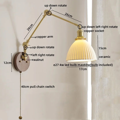 DecorBites™ LED Wall Light Walnut Copper Modern Style Hallway Bedroom Living Room